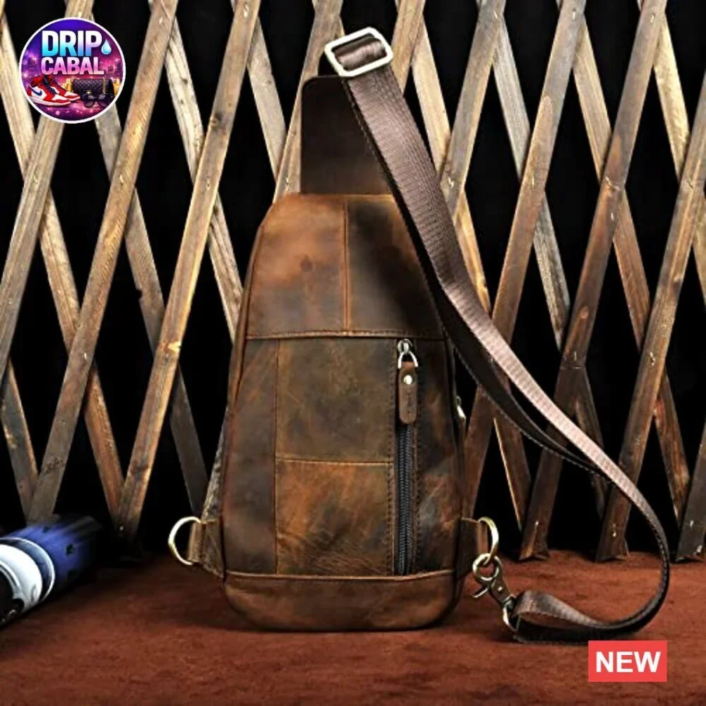Genuine Leather Crossbody Sling Bag for Hiking Travel